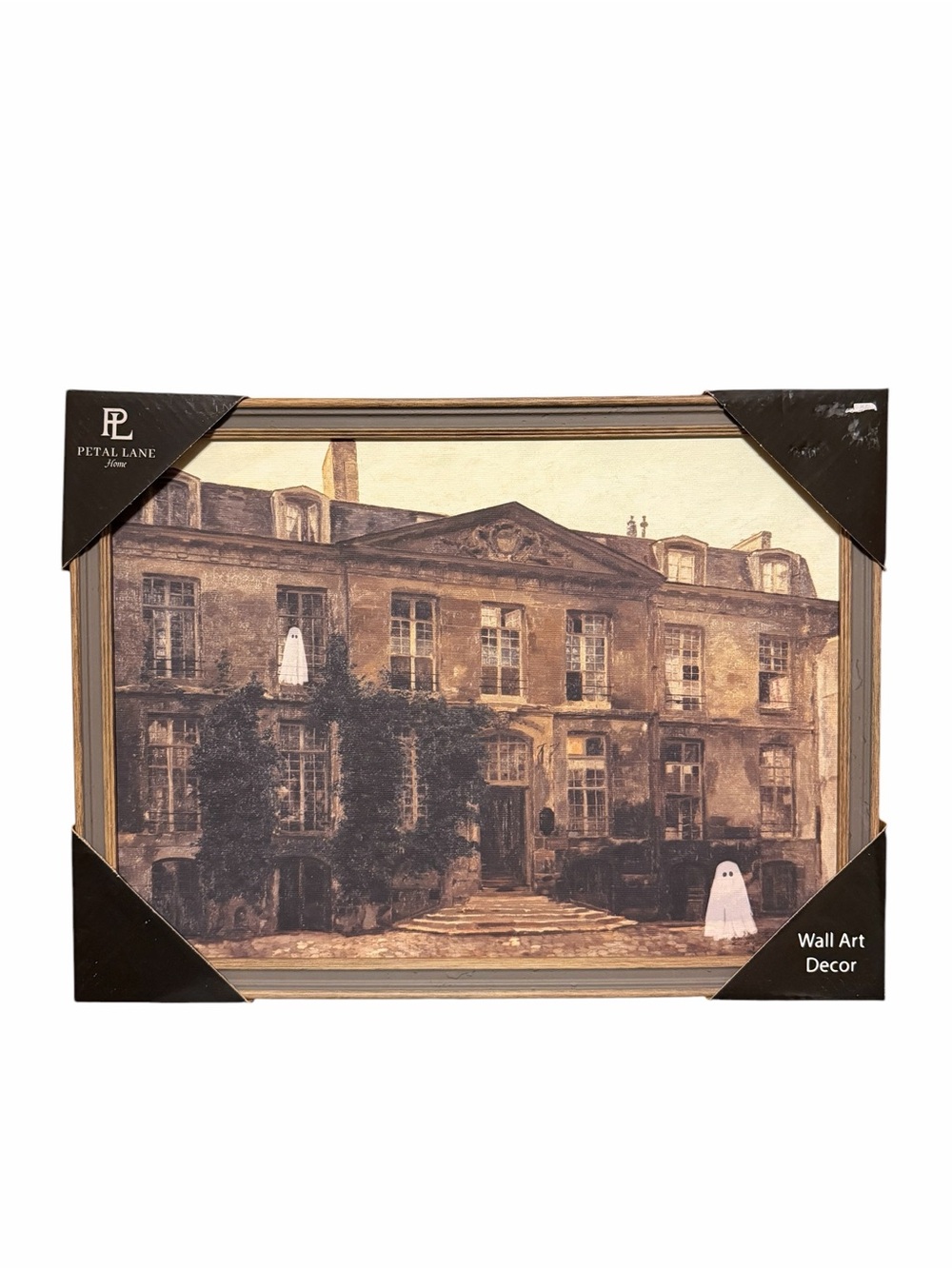 Petal Lane Manor Print with ghosts accent - Brown and Cream Home Art